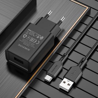 Bộ Cóc Cáp Sạc Type C BA68A Borofone - 1 Cổng USB 2.1A chuẩn EU