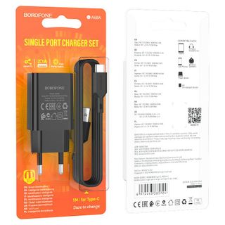 Bộ Cóc Cáp Sạc Type C BA68A Borofone - 1 Cổng USB 2.1A chuẩn EU