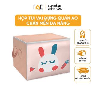 Hộp vải đựng quần áo Faci chống thấm nước. Hộp vải đựng quần áo chăn mền đa năng có quai xách nắp khóa kéo dung tích 72L