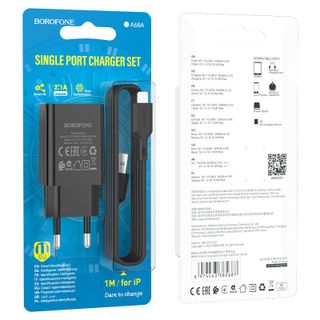 Bộ Cóc Cáp Sạc Lightning BA68A Borofone - 1 Cổng USB 2.1A chuẩn EU