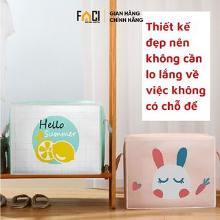 Hộp vải đựng quần áo Faci chống thấm nước. Hộp vải đựng quần áo chăn mền đa năng có quai xách nắp khóa kéo dung tích 72L