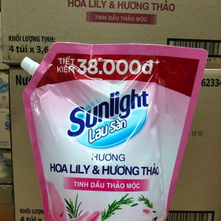 SUNLIGHT LAU SÀN TINH DẦU THẢO MỘC HƯƠNG HOA LILY-SÀN NHÀ SẠCH THƠM QUYẾN RŨ 3,6kg/TÚI