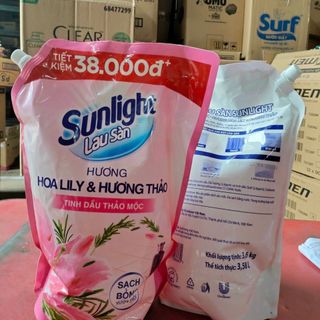 SUNLIGHT LAU SÀN TINH DẦU THẢO MỘC HƯƠNG HOA LILY-SÀN NHÀ SẠCH THƠM QUYẾN RŨ 3,6kg/TÚI