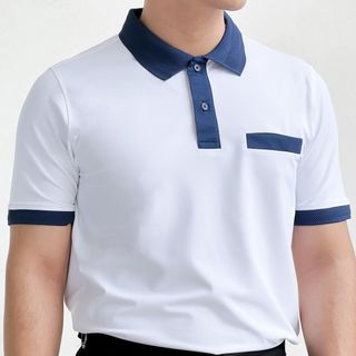 Áo thun cổ bẻ, viền túi giả, áo Polo Chest Pocket Slimfit siêu thoáng mát A02-143 giá sỉ