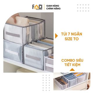 Túi đựng quần áo Faci chia ngăn. Túi đựng quần áo đồ lót vải lưới siêu bền nhiều kích cỡ sắp xếp tủ quần áo tiện lợi