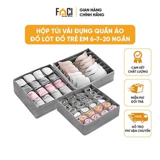 Hộp vải đựng quần áo Faci chia ngăn. Hộp vải đựng quần áo đồ lót đồ trẻ em người lớn 6 7 20 ngăn vải không dệt hàng VNXK giá sỉ