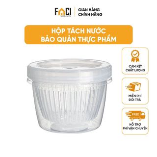 Hộp bảo quản thực phẩm Faci tách nước. Hộp bảo quản thực phẩm tươi hành lá gừng tỏi để tủ lạnh giúp ráo nước tươi lâu