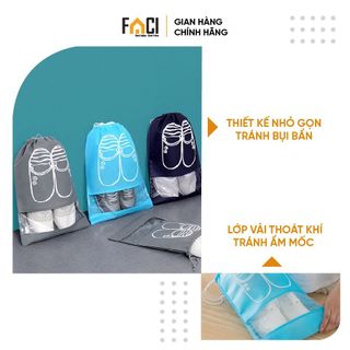 Túi đựng giày Faci chống nước nam nữ. Túi đựng giày dép đa năng túi dây rút du lịch vải không dệt chống bụi chống ẩm mốc