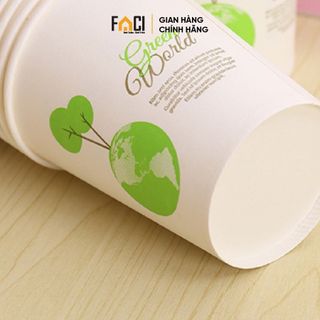 Cốc giấy Faci chịu nhiệt chống thấm 50 cái. Cốc giấy dùng 1 lần có thể phân hủy tiệt trùng an toàn cho sức khỏe
