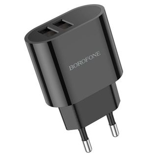 Cóc Sạc 12W Có Đèn Báo Sạc Đầy BA63A Borofone - 2 Cổng USB chuẩn EU
