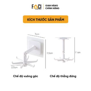 Móc treo tường Faci 6 cạnh. Móc treo tường đa năng xoay 360 độ siêu dính treo dụng cụ nhà bếp nhà tắm quần áo đồ lót
