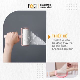 Cây lăn bụi đa năng Faci 60 lớp. Cây lăn bụi đa năng làm sạch quần áo vệ sinh lông thú cưng bụi vải giường tủ ghế sofa giá sỉ