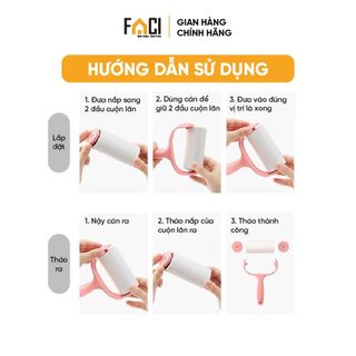 Cây lăn bụi đa năng Faci 60 lớp. Cây lăn bụi đa năng làm sạch quần áo vệ sinh lông thú cưng bụi vải giường tủ ghế sofa