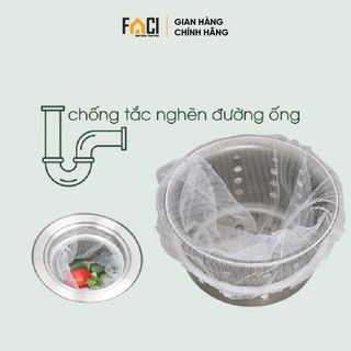 Túi lọc rác Faci 100 cái có chun. Túi lọc rác bồn rửa chén lưới vải siêu dai tự phân hủy chống tắc nghẽn đường ống