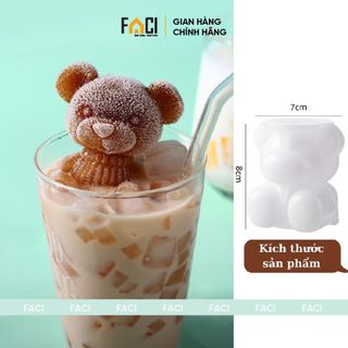 Khay đá Faci hình gấu teddy silicon. Khay đá tủ lạnh tạo hình kem thạch rau câu nến dễ thương decor đồ uống