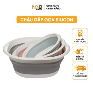 Chậu gấp gọn Faci silicon đa năng. Chậu gấp gọn giặt quần áo thau rửa tay rửa mặt chậu tắm cho bé tiết kiệm diện tích giá sỉ