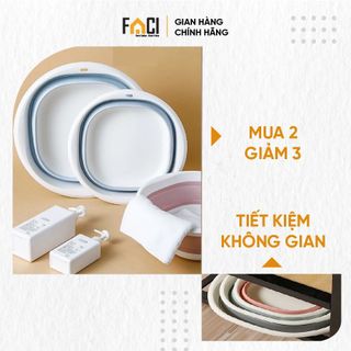 Chậu gấp gọn Faci silicon đa năng. Chậu gấp gọn giặt quần áo thau rửa tay rửa mặt chậu tắm cho bé tiết kiệm diện tích