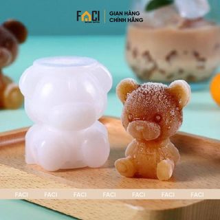Khay đá Faci hình gấu teddy silicon. Khay đá tủ lạnh tạo hình kem thạch rau câu nến dễ thương decor đồ uống