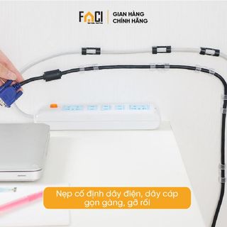 Nẹp dây điện dán tường Faci siêu dính. Nẹp dây điện dán tường chống rối kẹp cố định dây điện giữ cáp thông minh gọn gàng