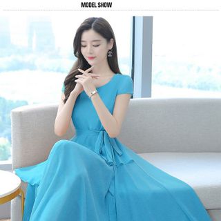 ĐẦM MAXI TAY CON EO CÁCH ĐIỆU – DT1721