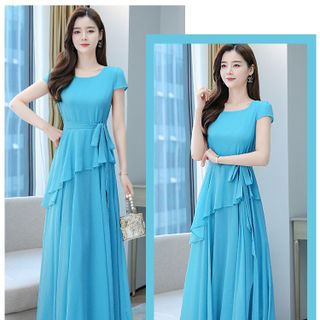 ĐẦM MAXI TAY CON EO CÁCH ĐIỆU – DT1721