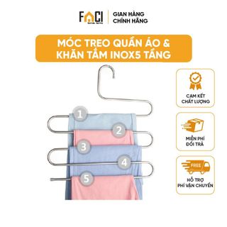 Móc treo quần áo Faci inox 5 tầng. Móc treo quần áo và khăn tắm tiện lợi đa năng tiết kiệm không gian