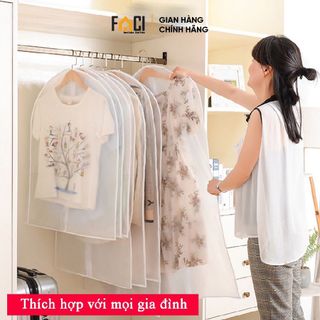 Túi bọc quần áo Faci trong suốt chống bụi. Túi bọc quần áo treo tủ dày dặn bảo quản quần áo chống thấm nước chống ẩm mốc