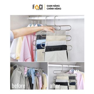 Móc treo quần áo Faci inox 5 tầng. Móc treo quần áo và khăn tắm tiện lợi đa năng tiết kiệm không gian