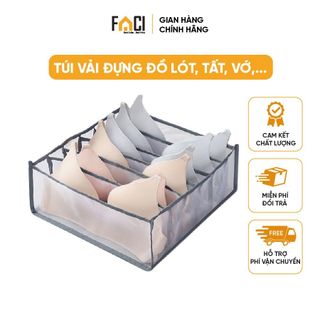 Túi đựng đồ lót Faci chia ngăn. Túi đựng đồ lót tất vớ chất vải lưới bền nhiều ô để tủ quần áo tiện dụng
