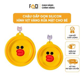 Chậu gấp gọn Faci silicon hình vịt. Chậu gấp gọn đa năng rửa mặt cho bé rửa hoa quả bát đĩa gọn gàng tiết kiệm diện tích