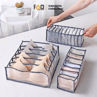 Túi đựng đồ lót Faci chia ngăn. Túi đựng đồ lót tất vớ chất vải lưới bền nhiều ô để tủ quần áo tiện dụng