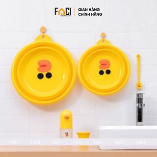 Chậu gấp gọn Faci silicon hình vịt. Chậu gấp gọn đa năng rửa mặt cho bé rửa hoa quả bát đĩa gọn gàng tiết kiệm diện tích