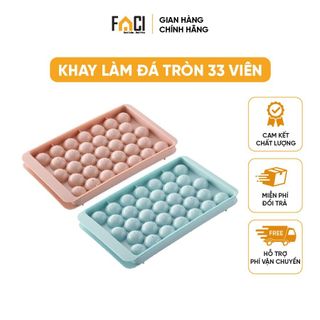 Khay làm đá tròn Faci 33 viên. Khay làm đá tròn 33 viên, lục giác 18 viên có nắp cao cấp chất liệu nhựa an toàn tủ lạnh