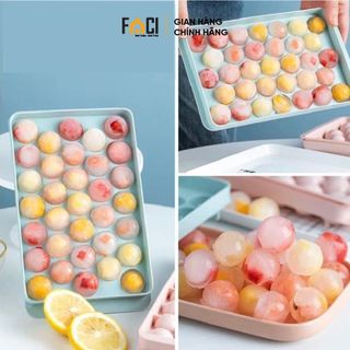 Khay làm đá tròn Faci 33 viên. Khay làm đá tròn 33 viên, lục giác 18 viên có nắp cao cấp chất liệu nhựa an toàn tủ lạnh