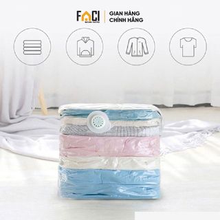 Túi hút chân không đựng quần áo Faci. Túi hút chân không đựng quần áo chăn màn dùng tay ép tiện lợi không cần bơm