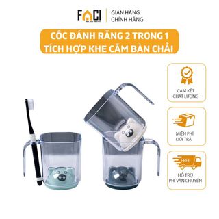 Cốc đánh răng FACI 2 trong 1 tích hợp khe cắm bàn chải tiện lợi chất liệu nhựa PP cao cấp giá sỉ