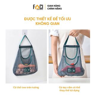 Túi lưới đựng hành tỏi Faci treo tường. Túi lưới đựng hành tỏi rau củ quả đồ khô treo tường chống ẩm mốc tiện lợi