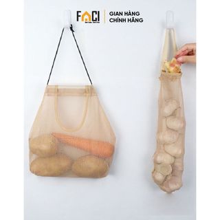 Túi lưới đựng hành tỏi Faci treo tường. Túi lưới đựng hành tỏi rau củ quả đồ khô treo tường chống ẩm mốc tiện lợi