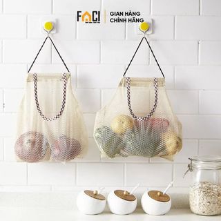 Túi lưới đựng hành tỏi Faci treo tường. Túi lưới đựng hành tỏi rau củ quả đồ khô treo tường chống ẩm mốc tiện lợi