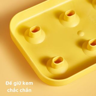 Khuôn làm kem silicon FACI cao cấp 6 que an toàn sức khỏe hình gà con dễ thương