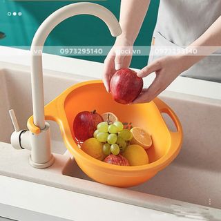 Rổ nhựa ABS tròn cao cấp có móc treo bồn rửa chén tiện lợi