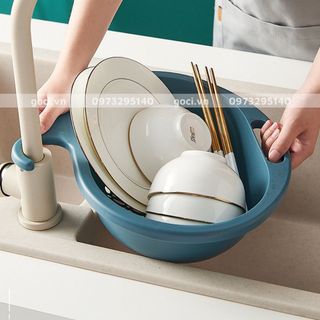Rổ nhựa ABS tròn cao cấp có móc treo bồn rửa chén tiện lợi