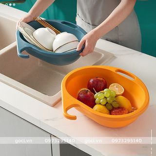 Rổ nhựa ABS tròn cao cấp có móc treo bồn rửa chén tiện lợi
