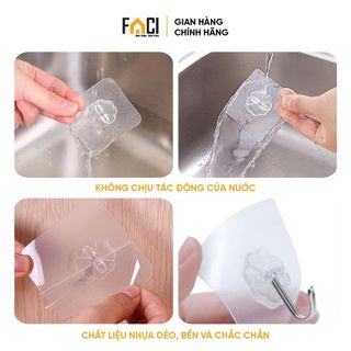 Móc dán tường Faci trong suốt siêu dính. Móc dán tường chịu lực treo đồ quần áo móc treo nhà tắm nhà bếp