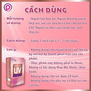 Viên uống chống nắng Rejuvicare UV Screen - Hộp 30 viên