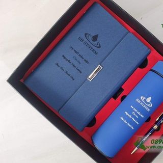Bộ GIFTS Sổ Tay Bìa Còng+ Bình Giữ Nhiệt+ Bút Ký + Hộp Âm Dương khắc logo