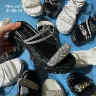 Dép Sandal nữ đế bánh mỳ quai chéo đính đá đẹp WN16