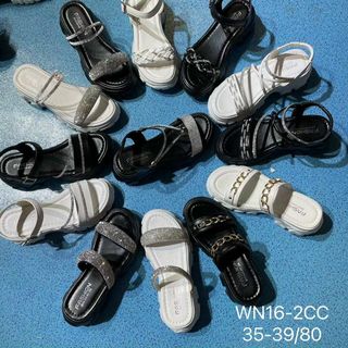 Dép Sandal nữ đế bánh mỳ quai chéo đính đá đẹp WN16