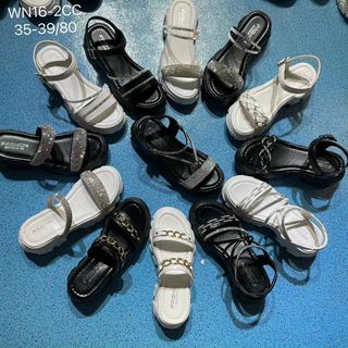 Dép Sandal nữ đế bánh mỳ quai chéo đính đá đẹp WN16