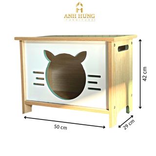 Chuồng mèo gỗ, nhà cho mèo gỗ MDF lỗi xanh chống ẩm, chống nước